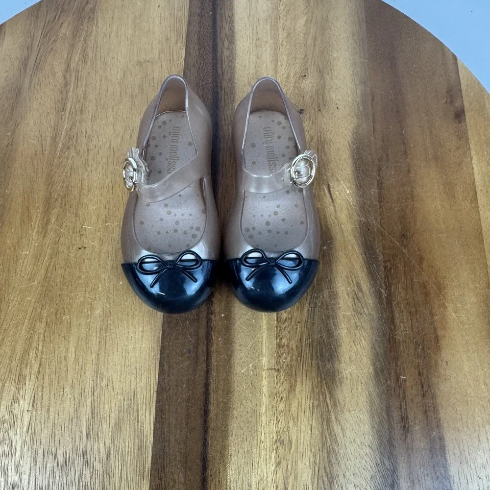 Little Kids Mini Melissa Sweet Love Cap Toe Pink Jelly Bow Mary Jane Flats Sz‎ 6